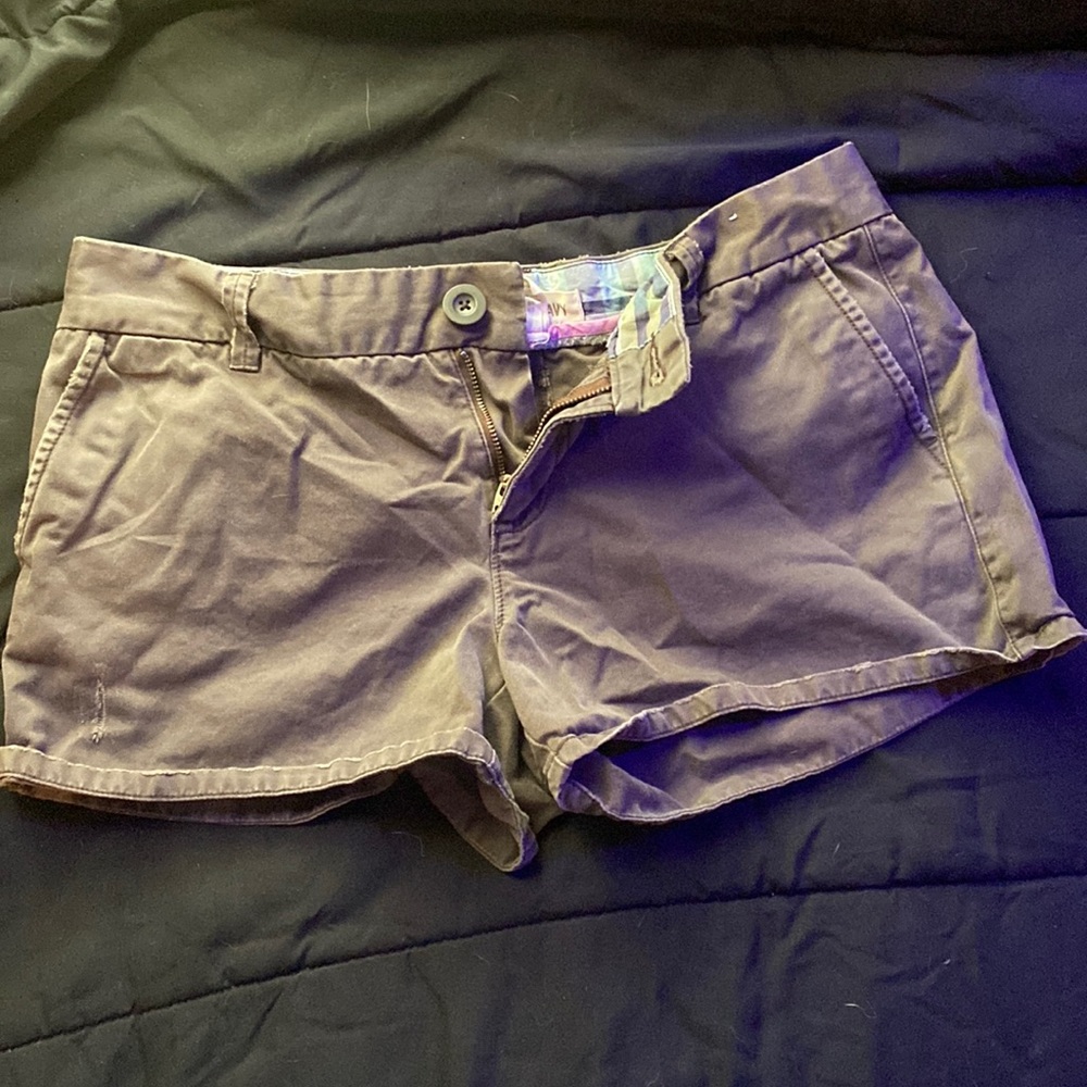 low rise brown shorts